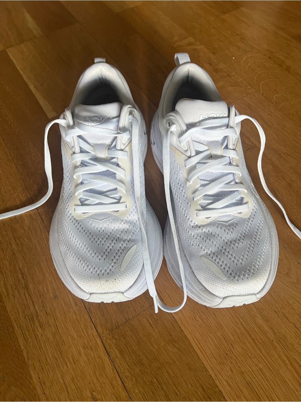 Hoka Bondi 8 White Women's Athletic Running Shoes